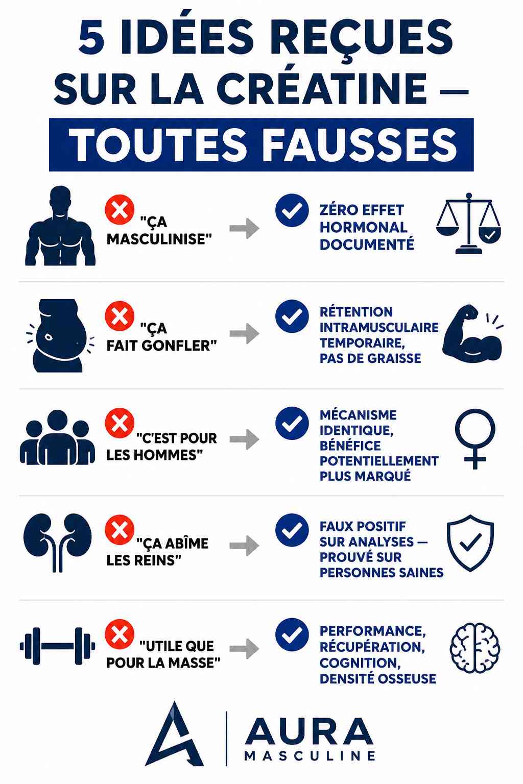 créatine femme idées reçues mythes effets secondaires musculation
