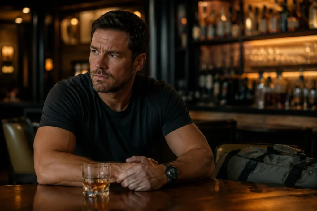 homme sportif avec verre d'alcool — impact alcool musculation testostérone