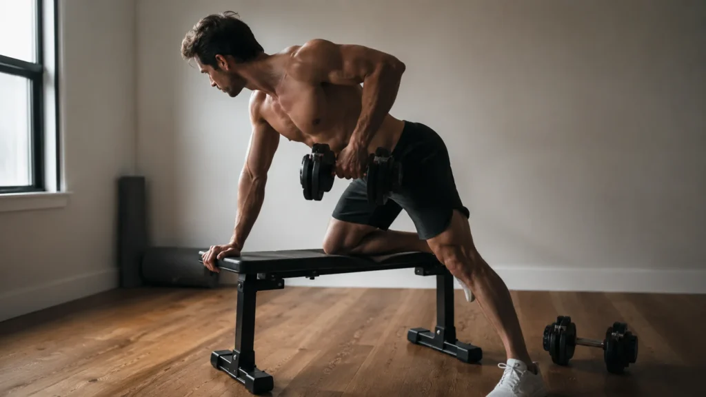 programme musculation débutant homme rowing haltère à domicile