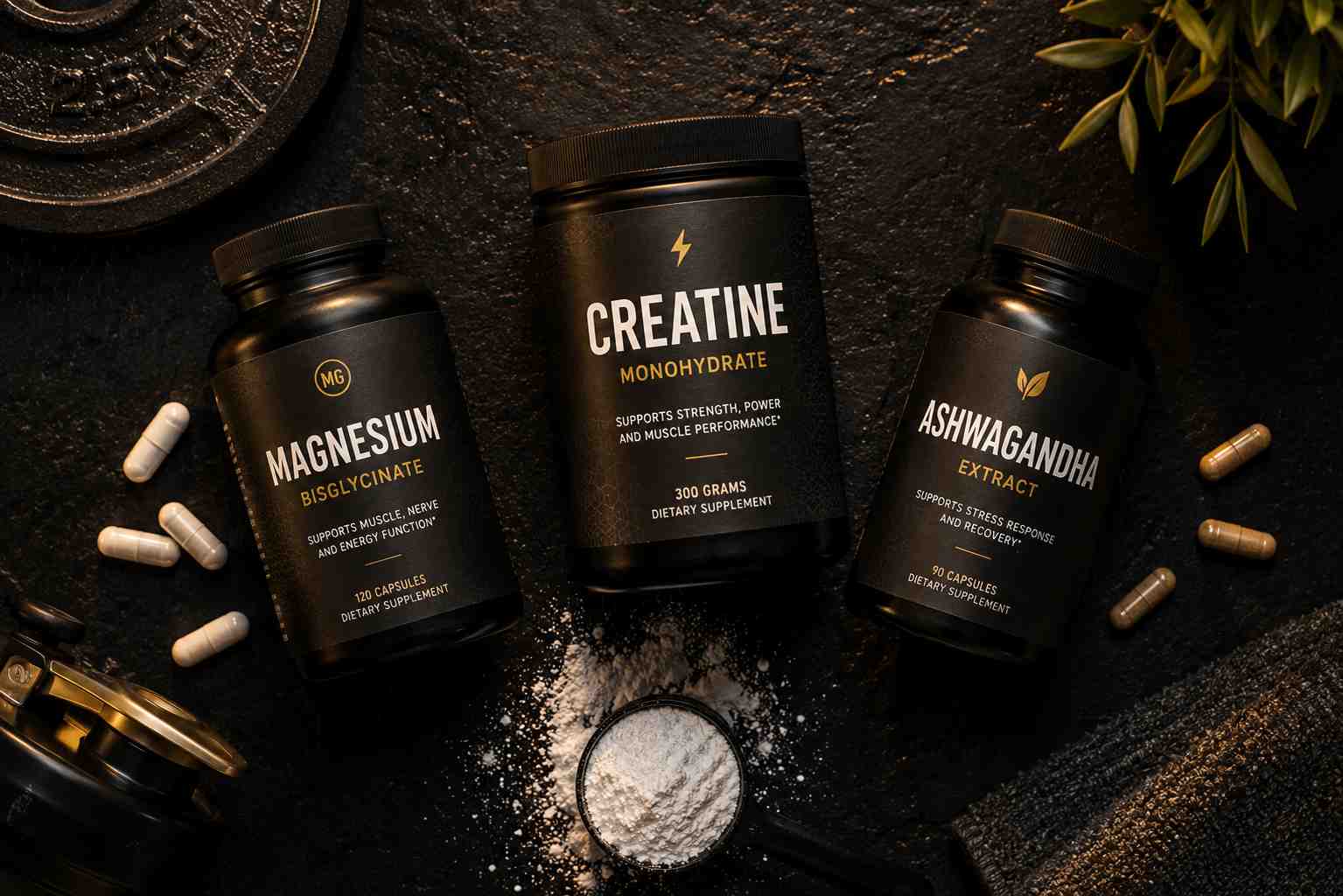 magnésium musculation dosage timing optimal — capsules sur fond noir